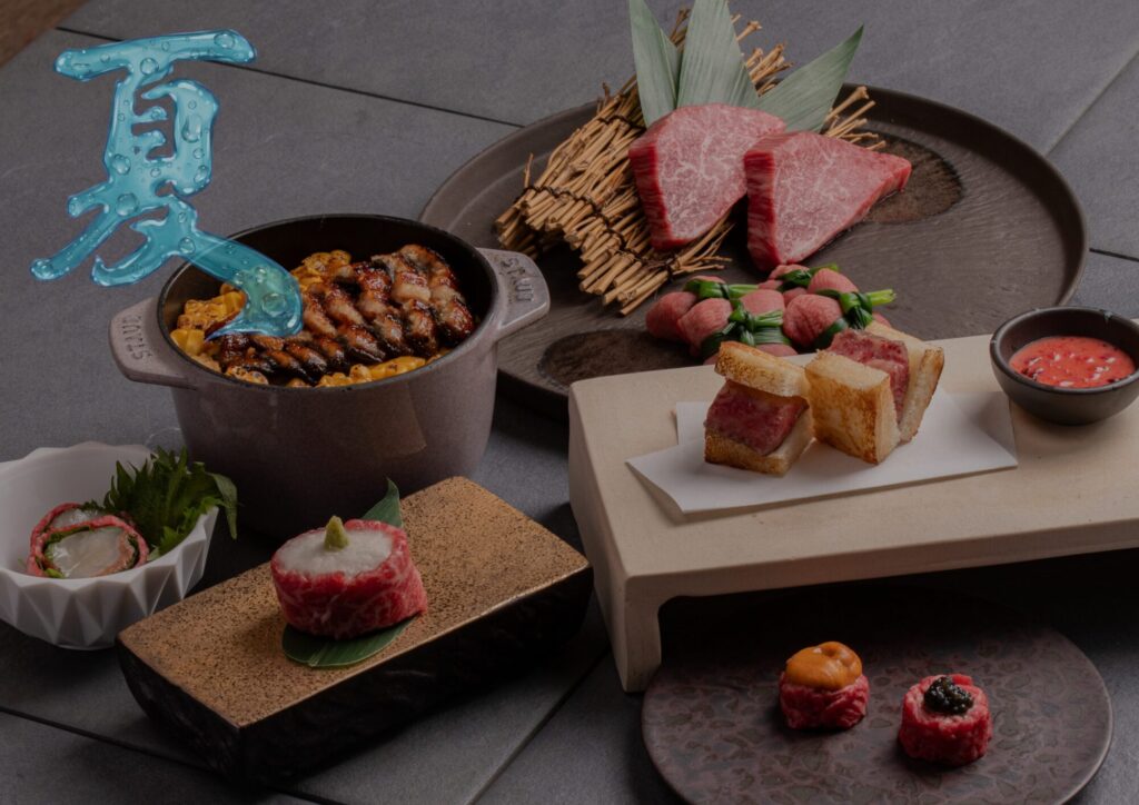 夏のうしうらら 雲丹・いくら・キャビアユッケ シャトーブリアン 鰻炊き込みご飯 横浜 肉割烹うしうらら 夏のコース 完全予約制