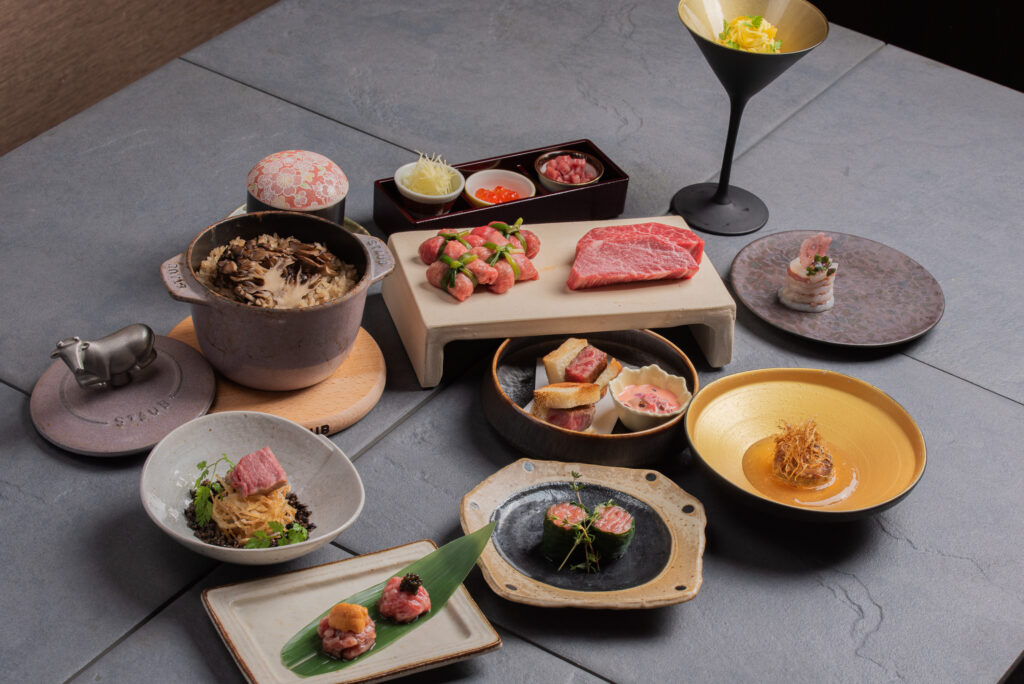 シャトーブリアンも食べられる秋のうしうららコース全品の集合写真
