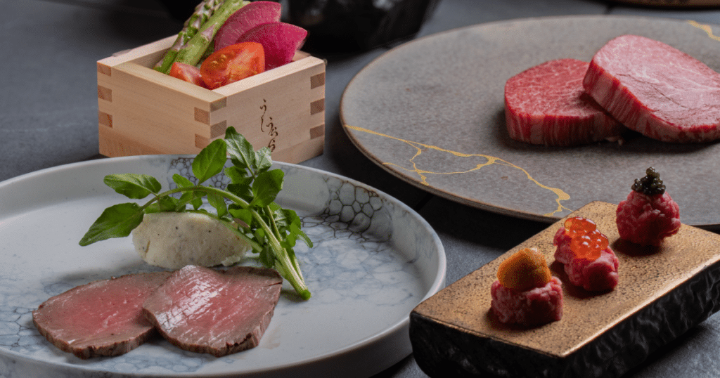 みなとみらいから約7分、関内の肉割烹うしうららのコース料理